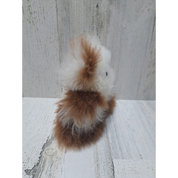 Alpaca Fur Teddy Bear Toy Soft 8” Plush Stuffed Animal Toy Fluffy Brown White - Picture 4 of 10